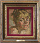 Bernard Dunstan - Head of a Girl. Oil on canvas.