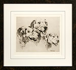 William Robinson Leigh - Airedales. Drypoint etching.