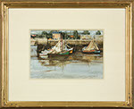 Donald Teague, N.A. - Culter Harbor - Honfleur, Low Tide. Watercolor painting.
